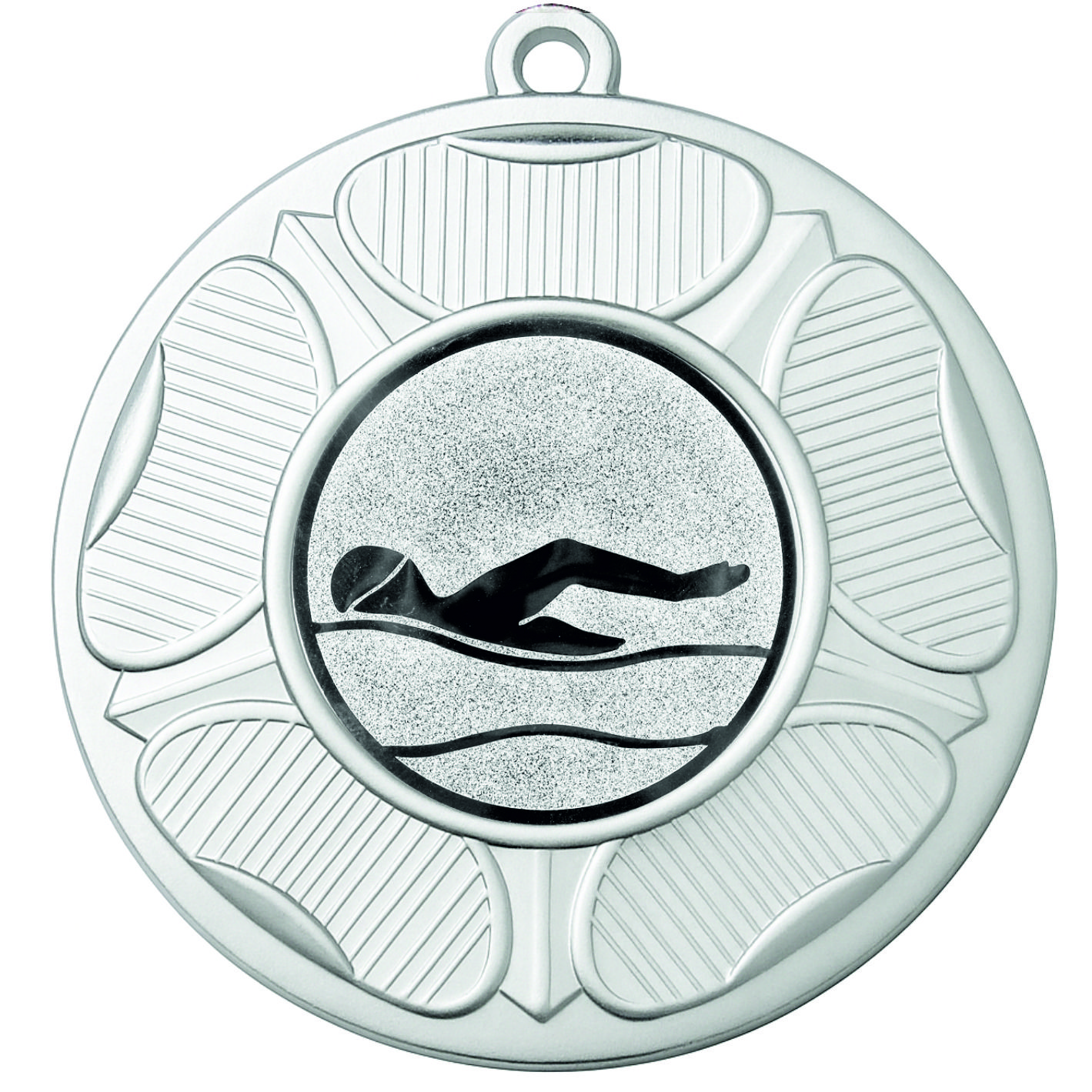 Silver Tudor Rose Swimming Medal-FREE Ribbon-BIE.M9458.02