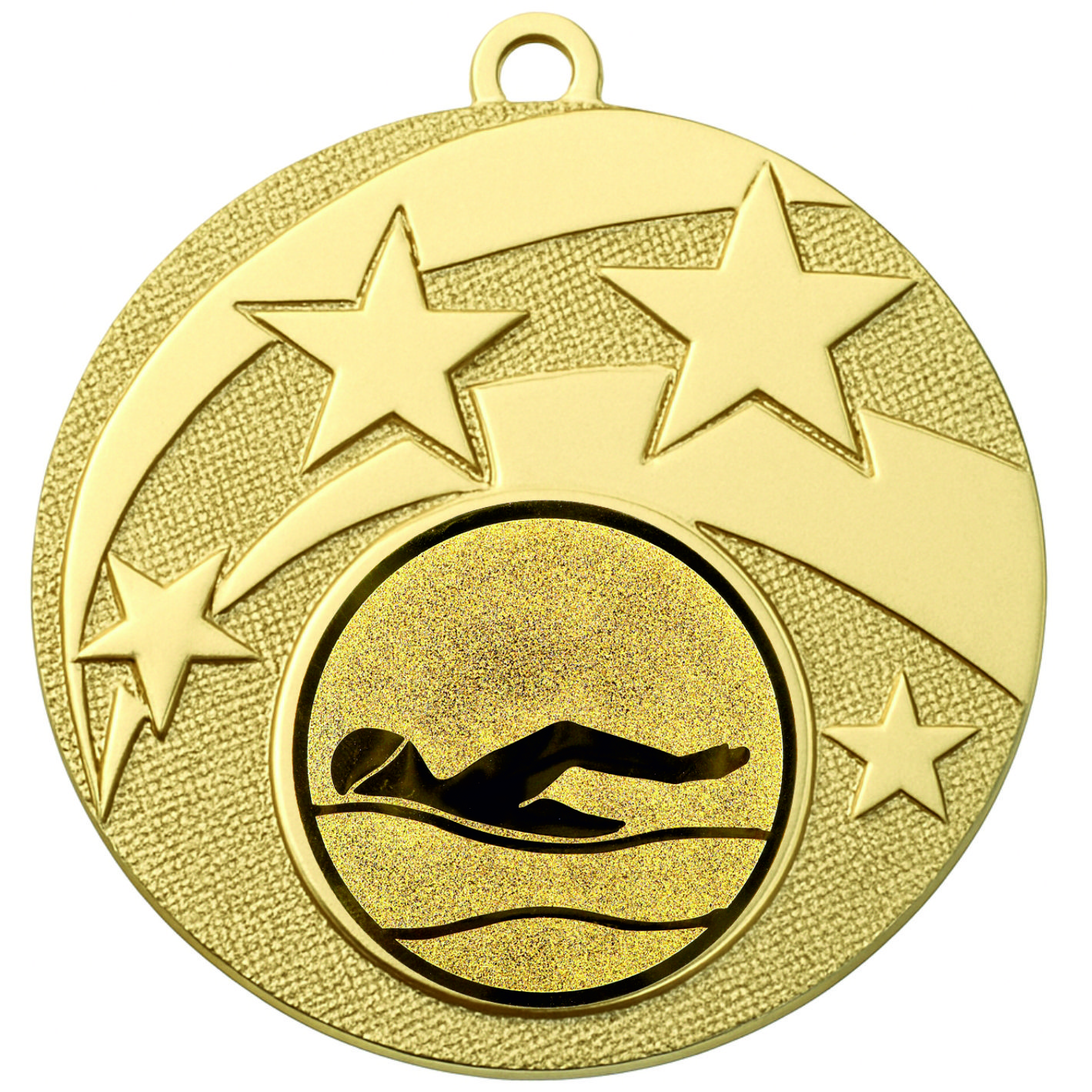 Gold Star Swimming Medal -FREE Ribbon -BIE.M9457.01