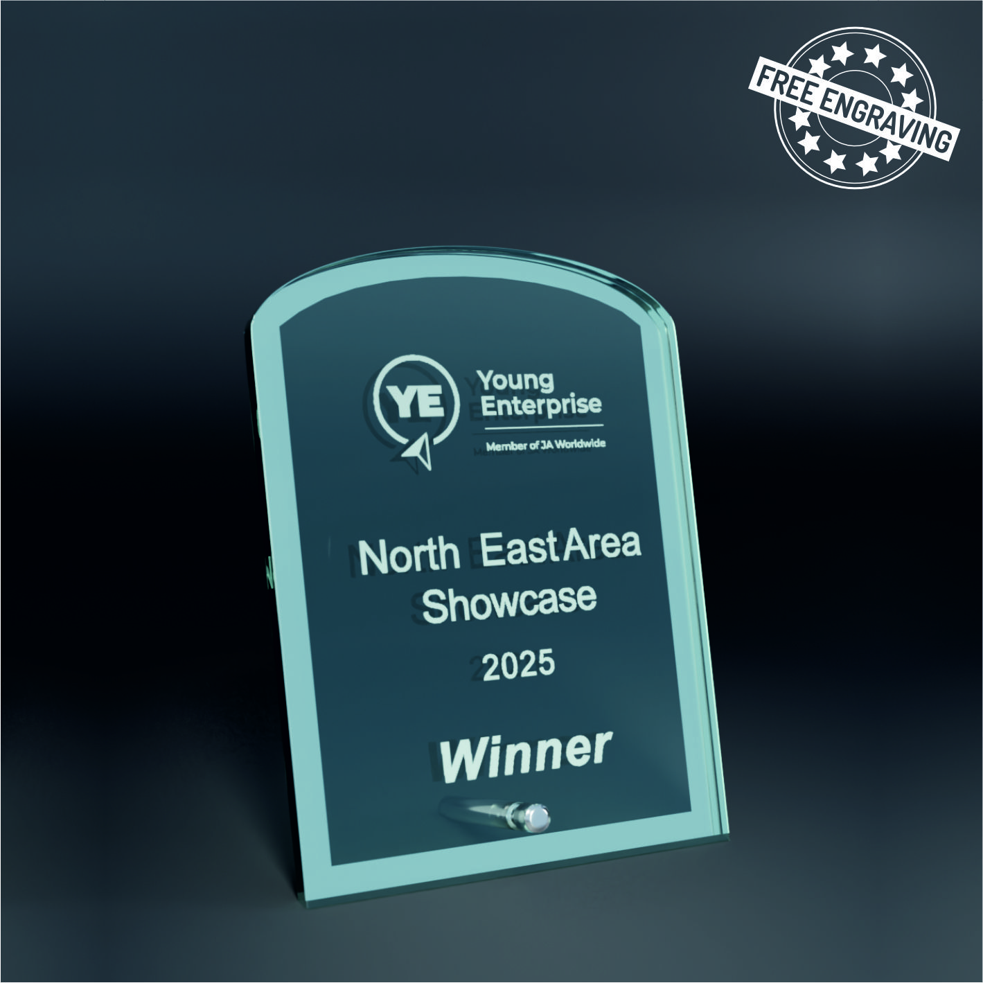 18.5cm LASER ENGRAVED CHESS GLASS AWARD - W543