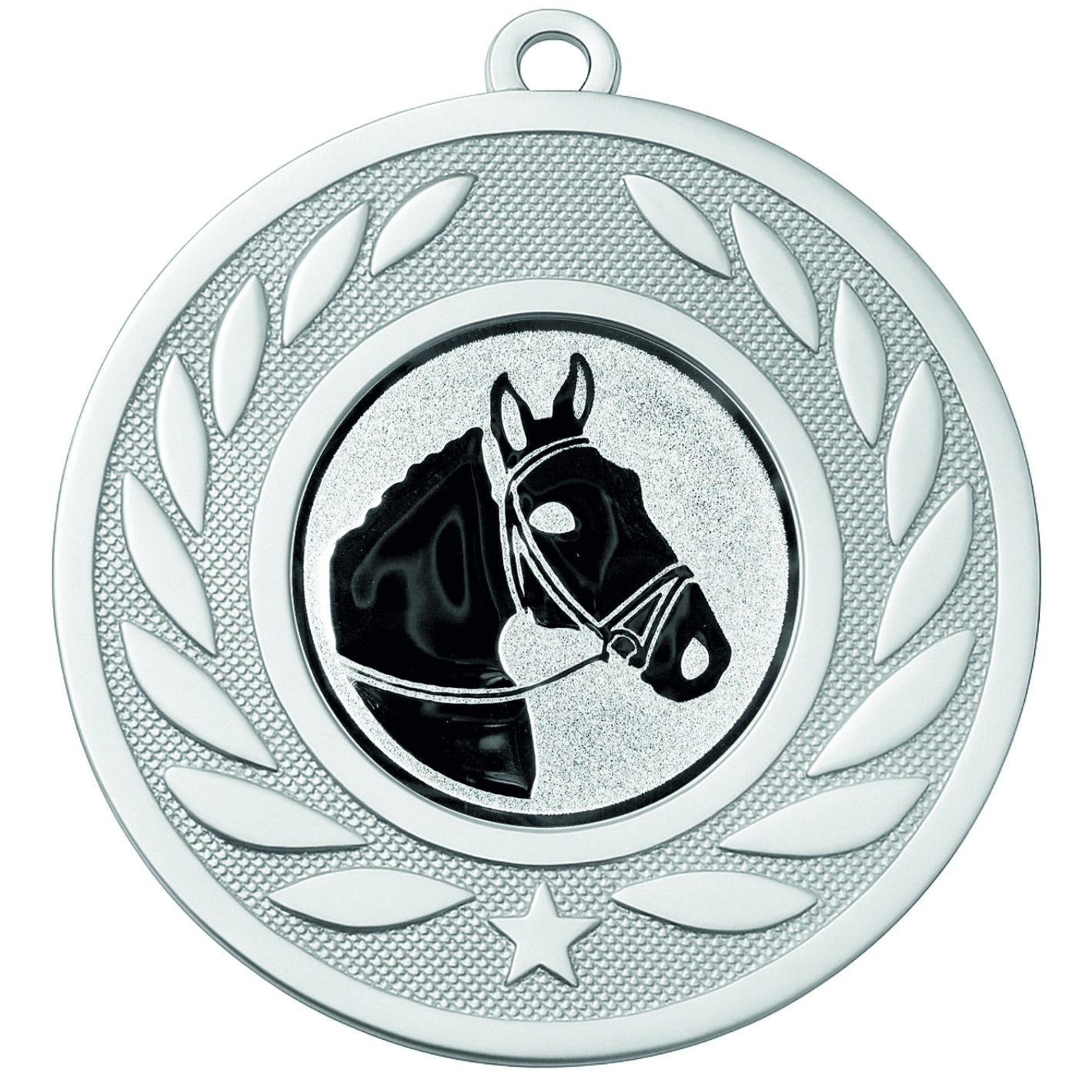 Silver Laurel Horses Head Medal - FREE Ribbon - BIE.M9459.02