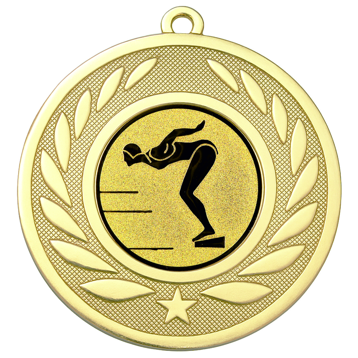 Gold Laurel Female Swimming Medal-FREE Ribbon-M9459.01