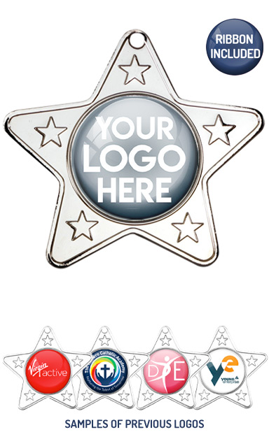 PERSONALISED M10 SILVER YOUR DANCE LOGO STAR MEDAL - &pound;1.10 or Less