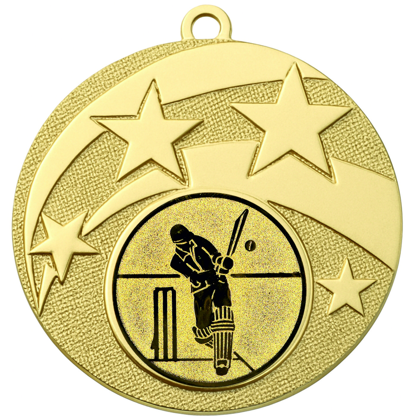 Gold Star Cricket Medal - FREE Ribbon - BIE.M9457.01