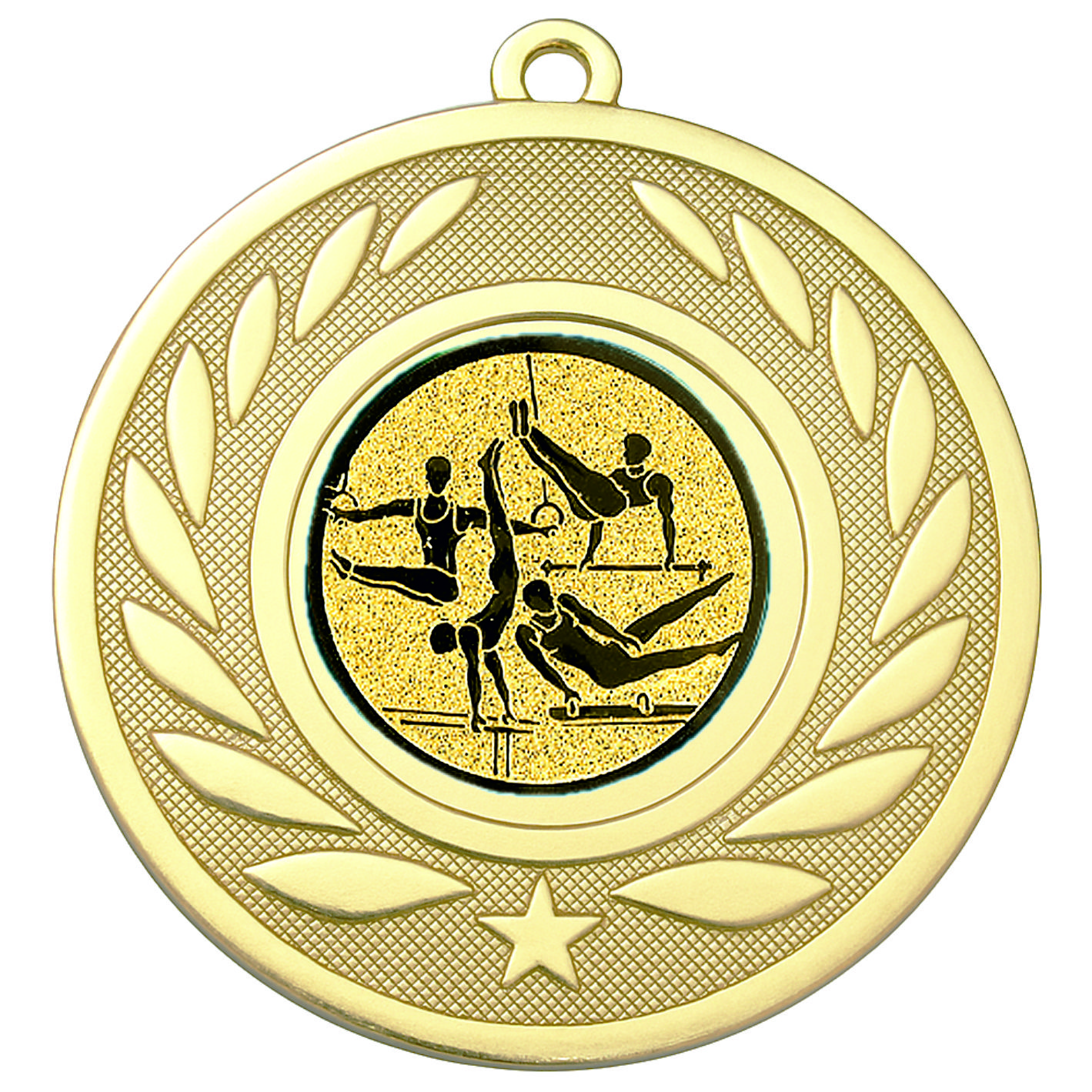 Gold Laurel Male Gymnast Medal - FREE Ribbon - BIE.M9459.01
