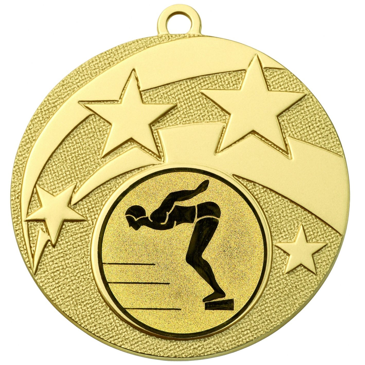 Gold Star Male Swimming Medal -FREE Ribbon -BIE.M9457.01