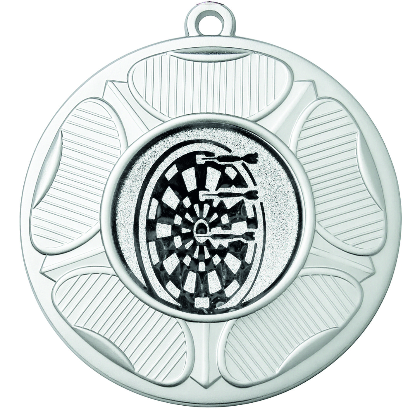 Silver Tudor Rose Darts Medal-FREE Ribbon - BIE.M9458.02