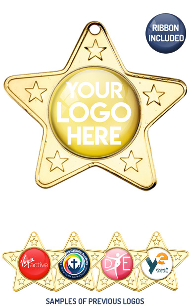 PERSONALISED M10 GOLD YOUR DANCE LOGO STAR MEDAL - &pound;1.10 or Less