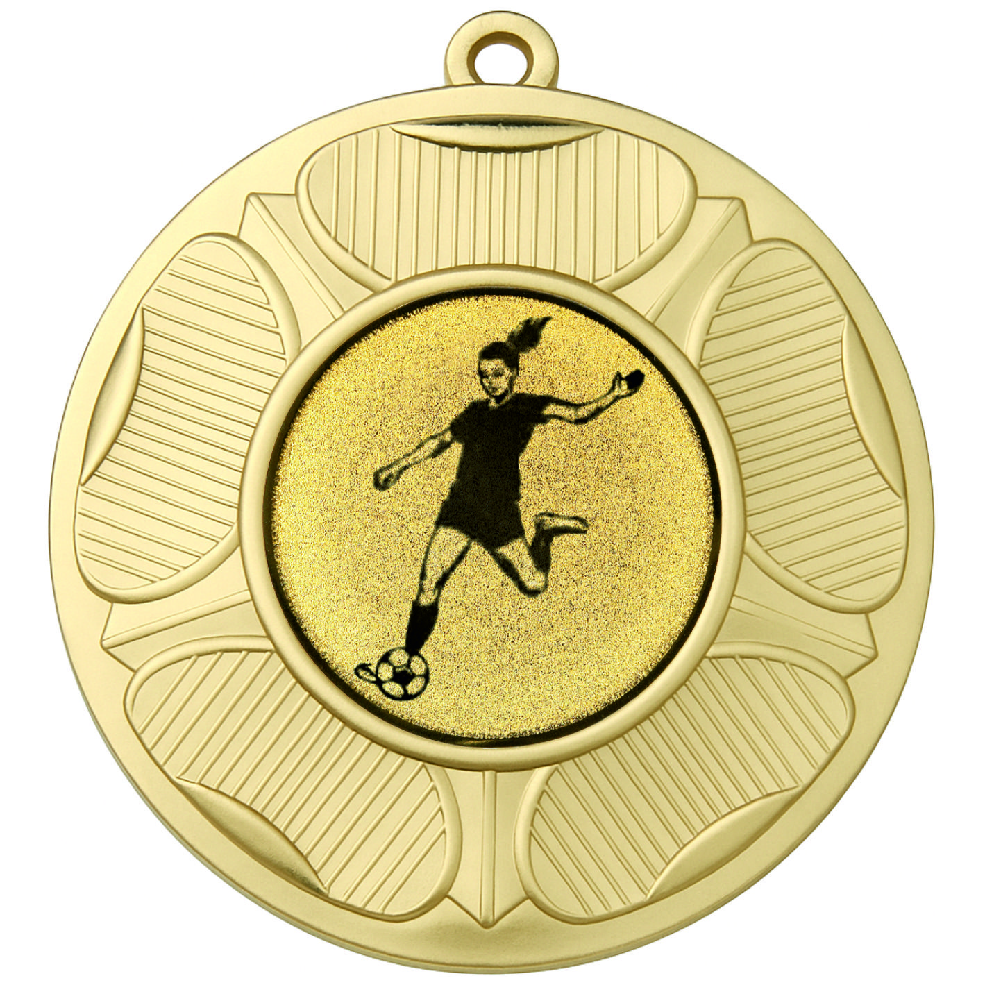 Gold Tudor Rose Female Football Medal-FREE Ribbon - BIE.M9458.01