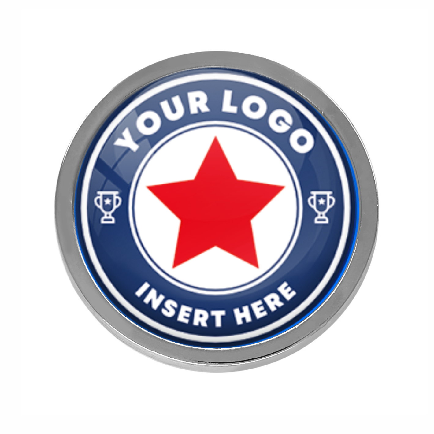 Silver Bespoke Your Logo Round Metal Badge - 28mm