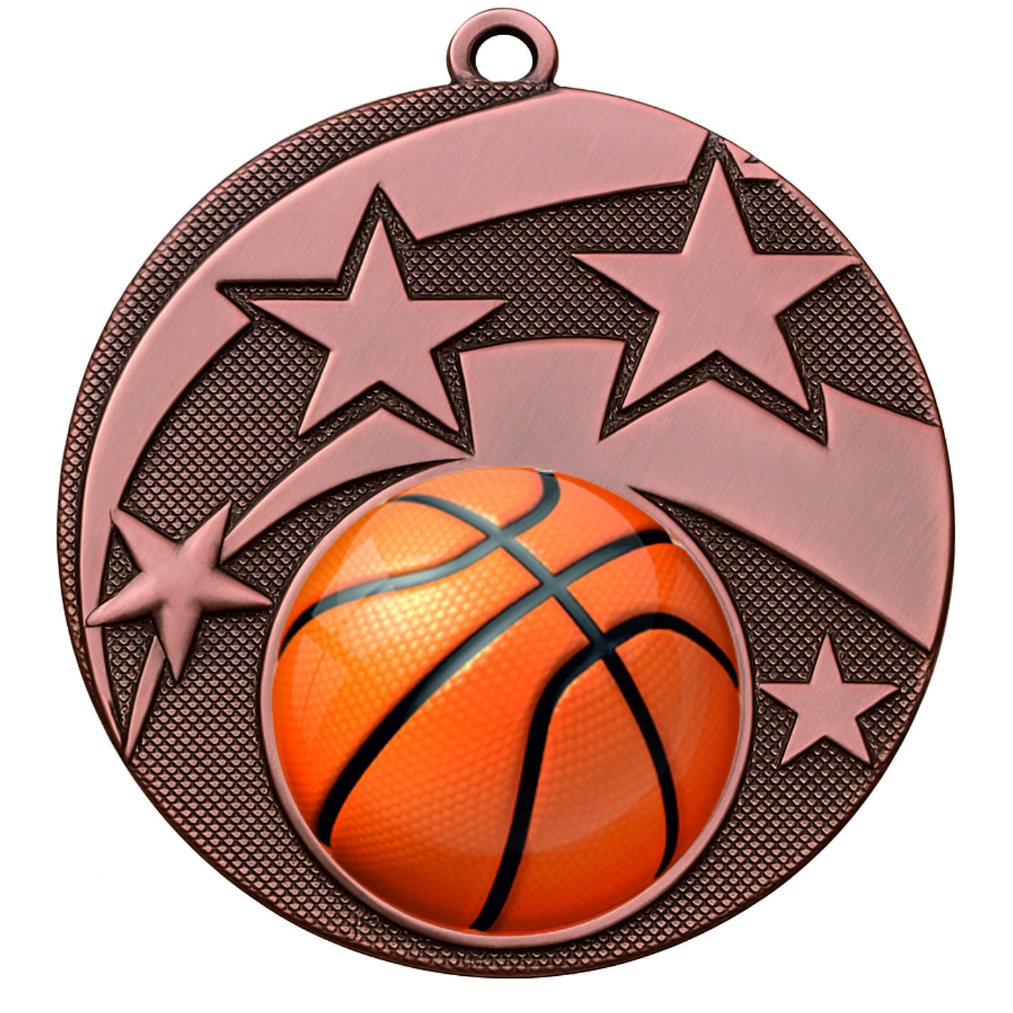 Bronze Star Colour Basketball Medal-FREE Ribbon-BIE.M9457.03