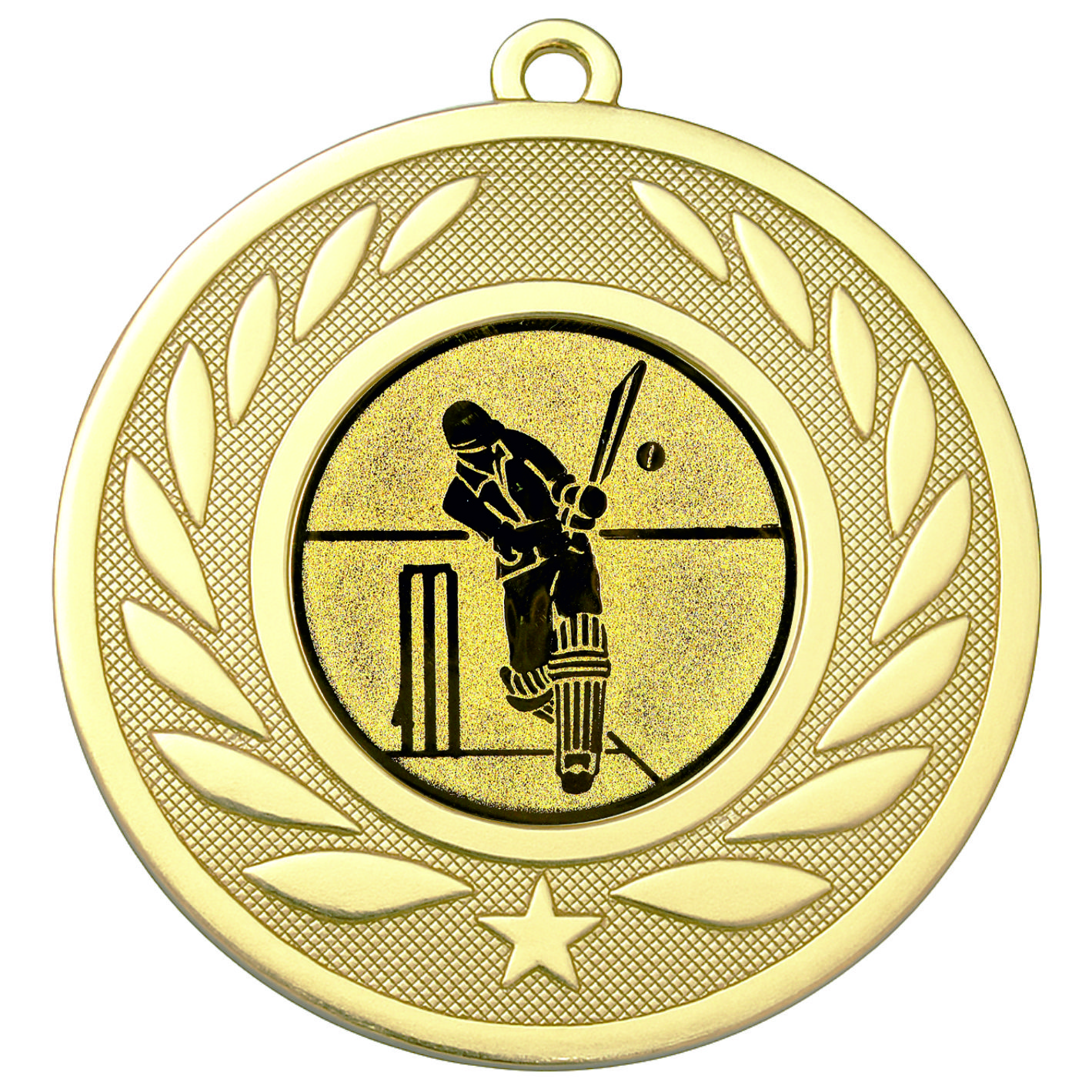Gold Laurel Cricket Medal - FREE Ribbon - BIE.M9459.01
