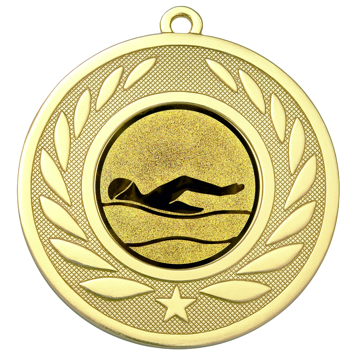 Gold Laurel Swimming Medal-FREE Ribbon-M9459.01