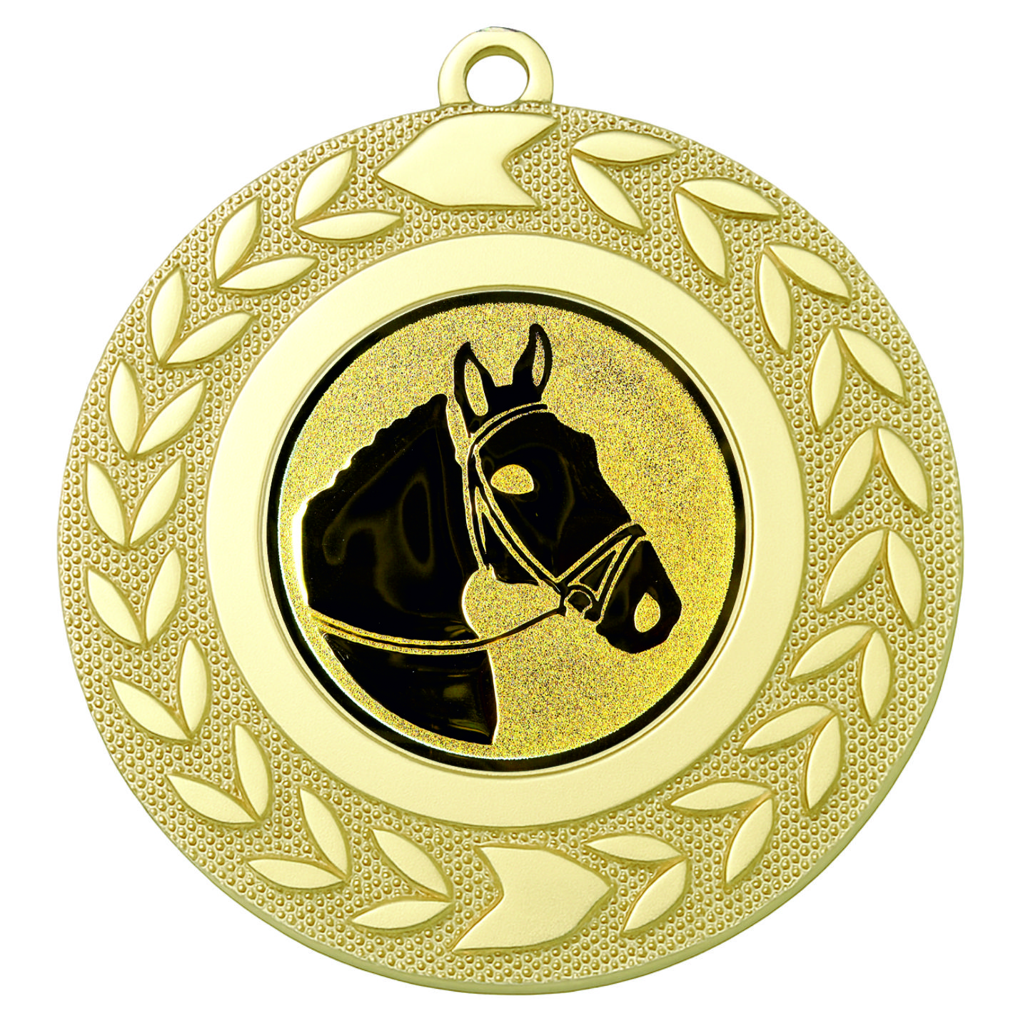 Gold Wreath Horses Head Medal - FREE Ribbon - BIE.M9460.01