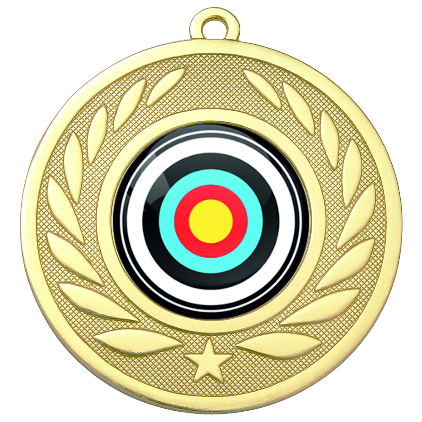 Gold Laurel Colour Archery Medal - FREE Ribbon - BIE.M9459.01