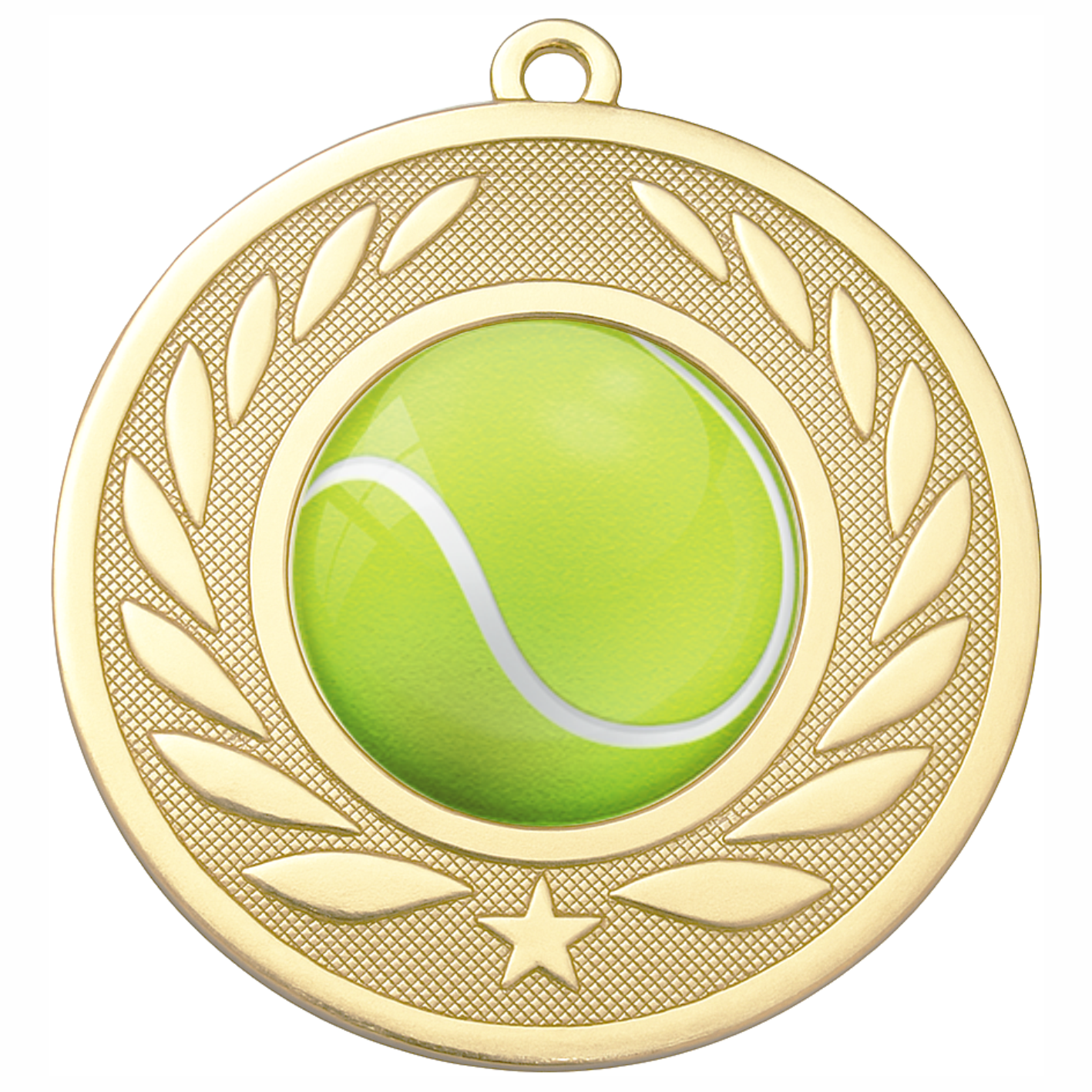 Gold Laurel Colour Tennis Medal-FREE Ribbon-BIE.M9459.01
