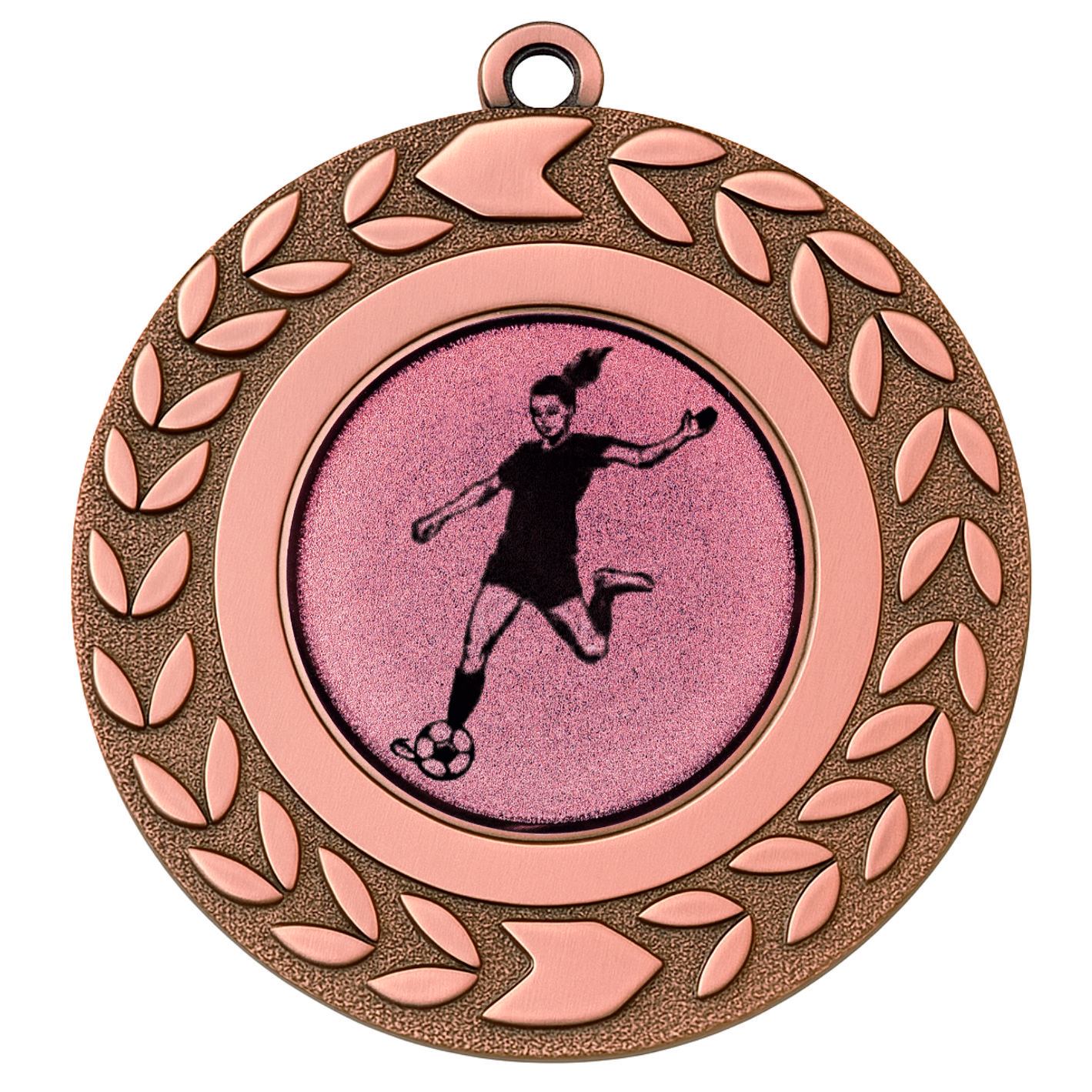 Bronze Wreath Female Football Medal - FREE Ribbon - BIE.M9460.03