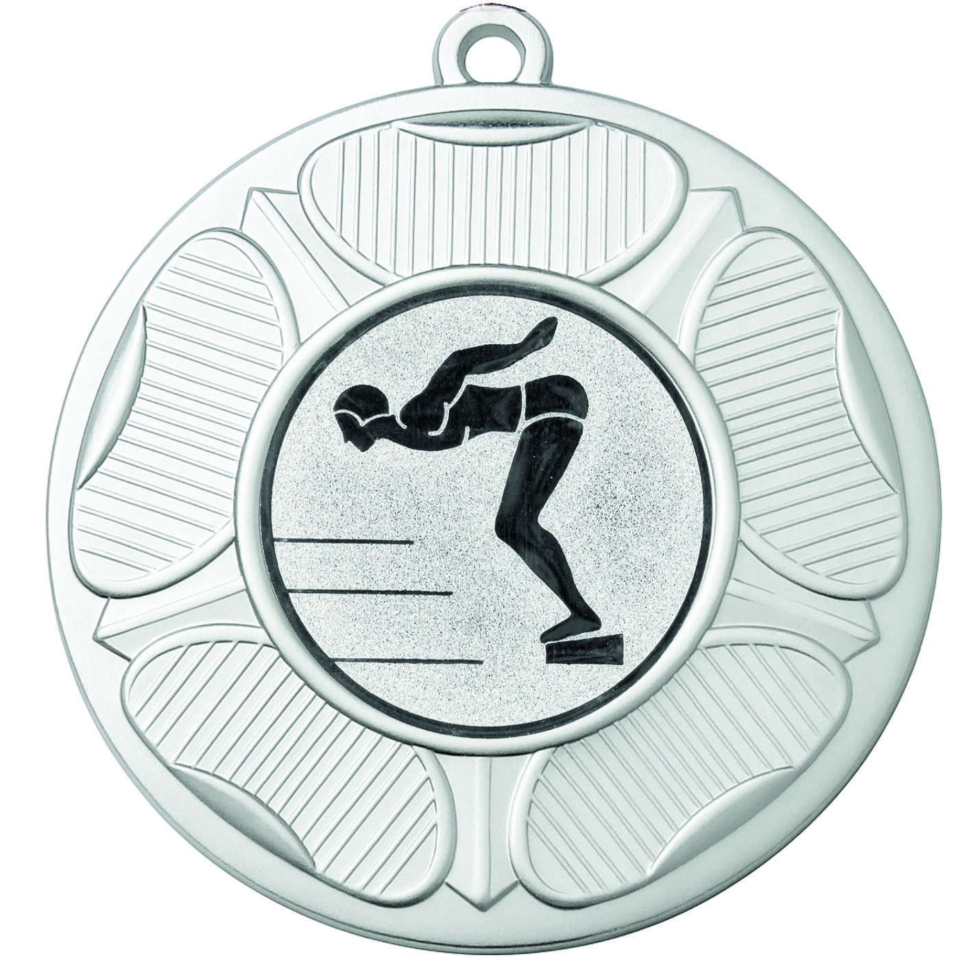 Silver Tudor Rose Male Swimming Medal-FREE Ribbon-BIE.M9458.02