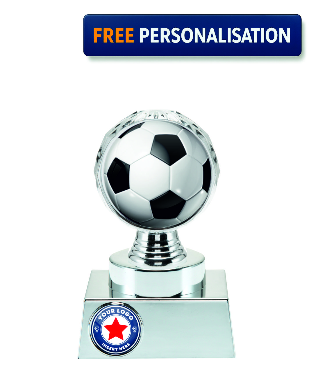 16.5cm SILVER SHINE FOOTBALL AWARD P514.02 + N33.02