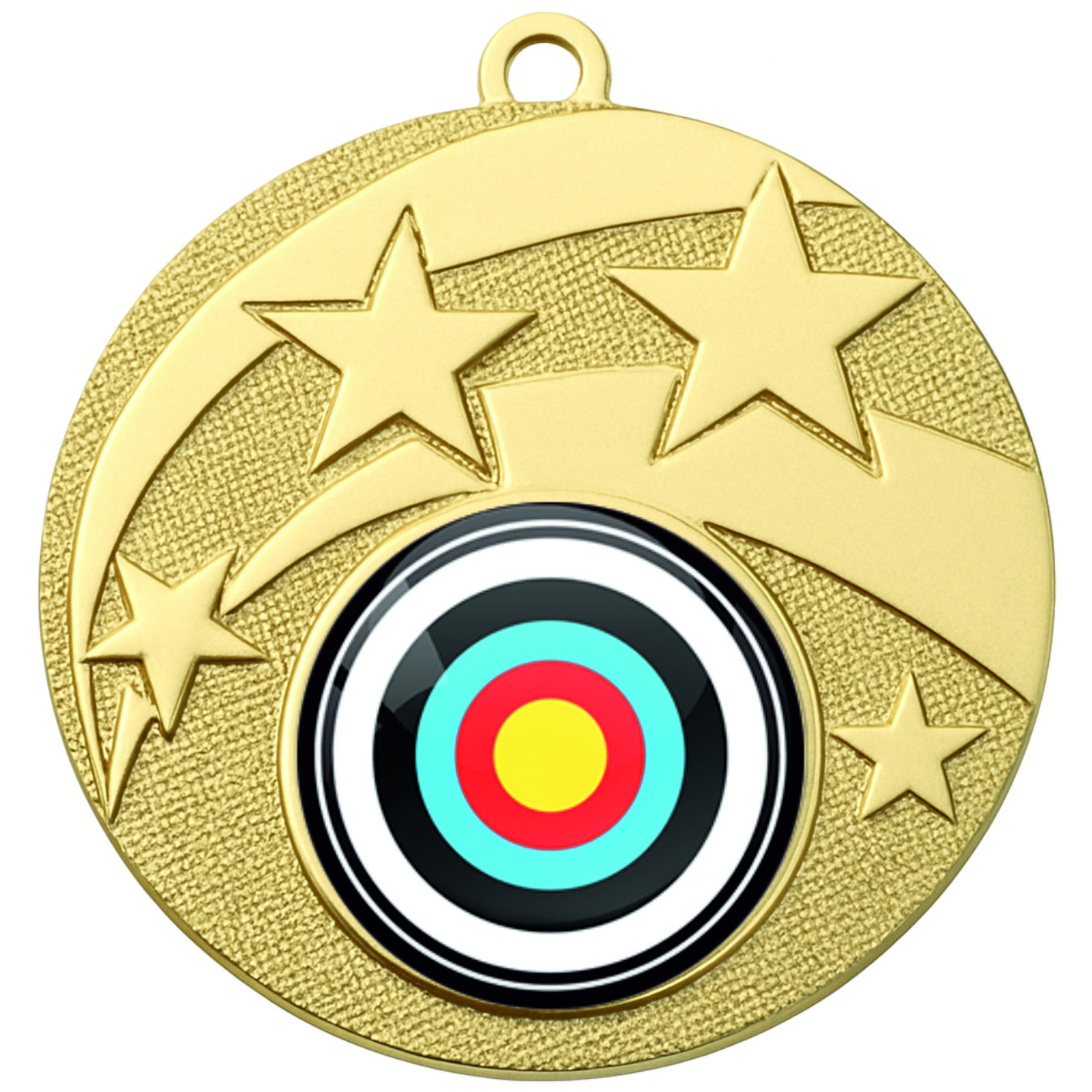 Gold Star Colour Archery Medal - FREE Ribbon - BIE.M9457.01