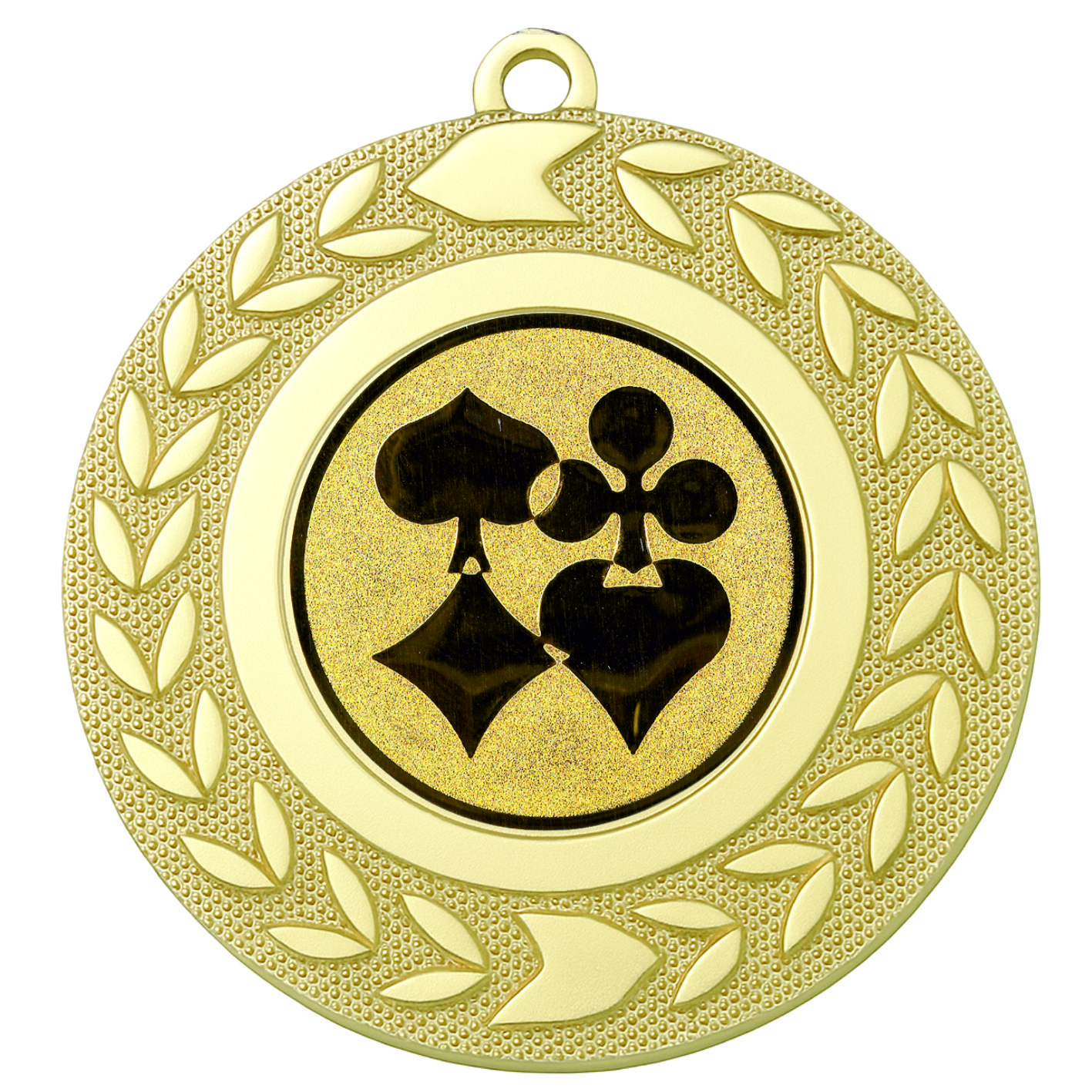 Gold Wreath Playing Card Medal - FREE Ribbon - BIE.M9460.01