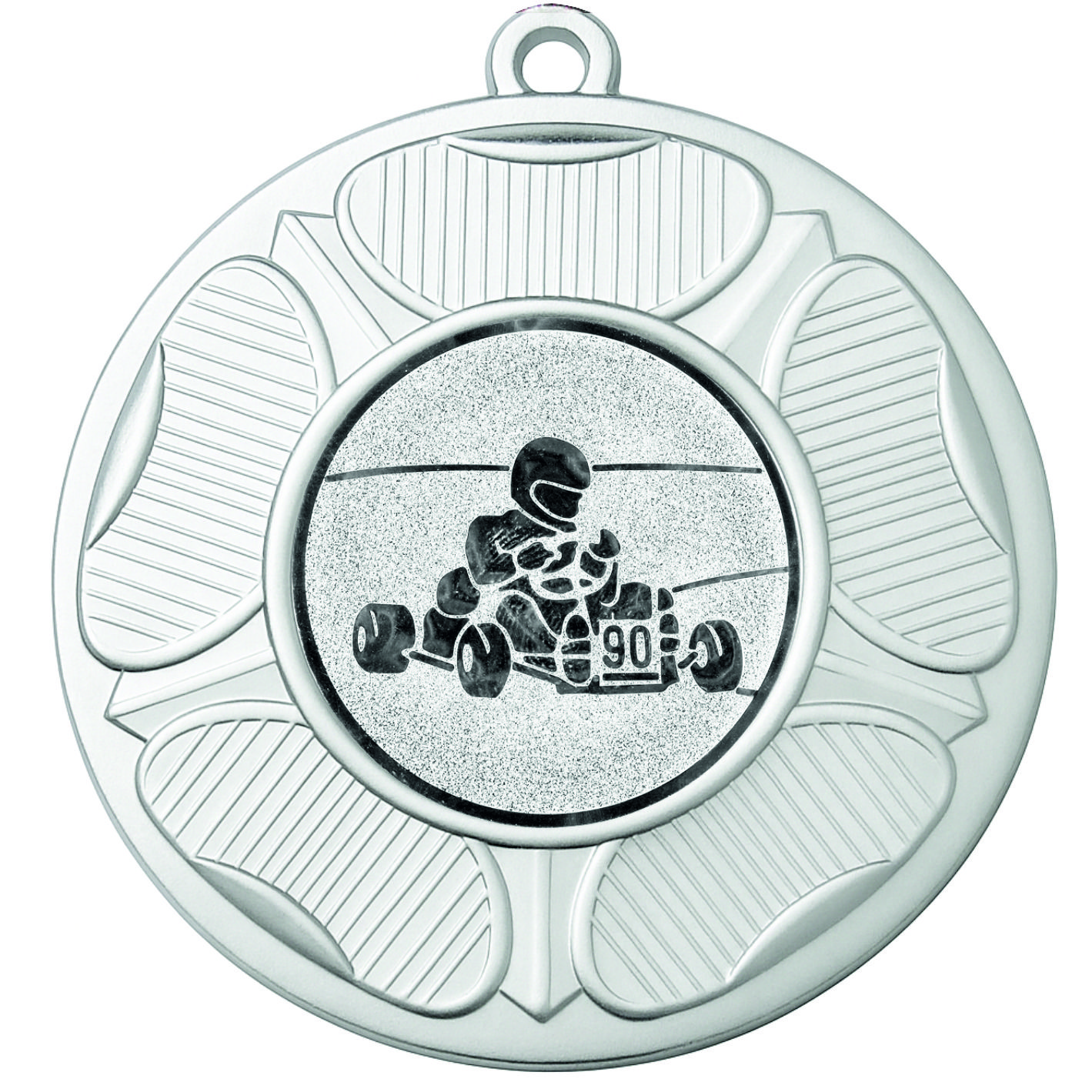 Silver Tudor Rose Karting Medal-FREE Ribbon-BIE.M9458.02