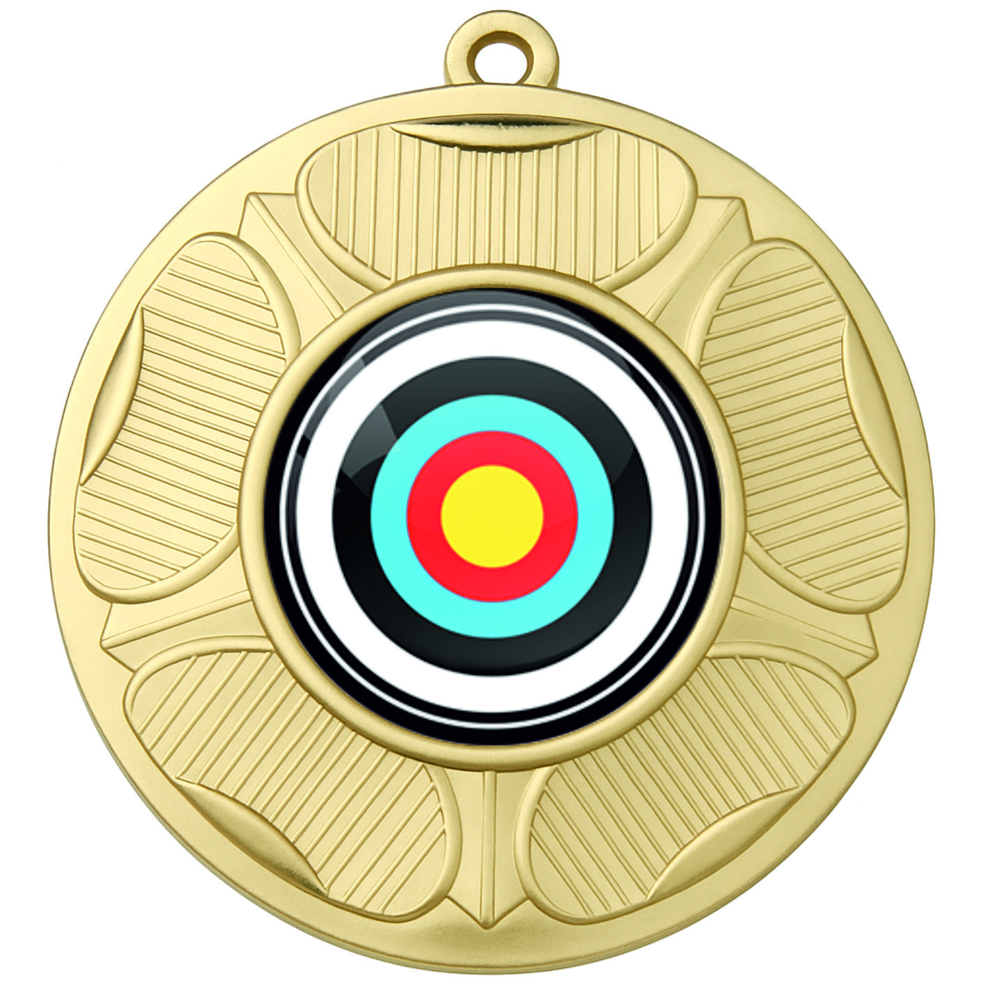 Gold Tudor Rose Colour Archery Medal - FREE Ribbon - BIE.M9458.01
