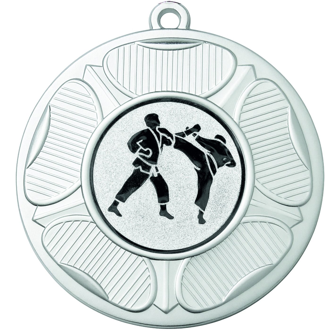 Silver Tudor Rose Karate Medal - FREE Ribbon - BIE.M9458.02