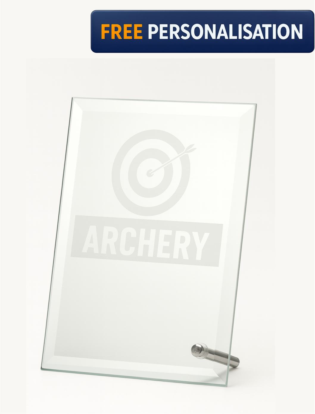 13cm LASER ENGRAVED ARCHERY GLASS PLAQUE - W202