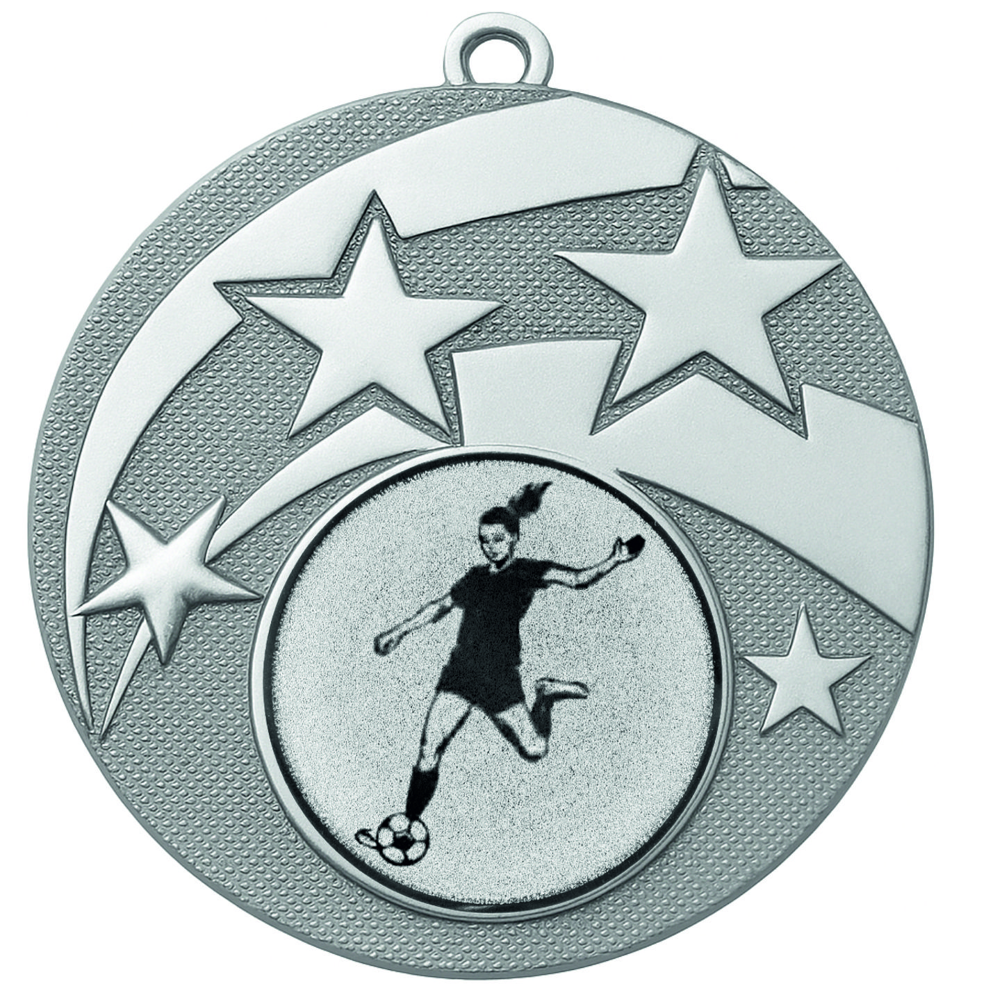 Silver Star Female Football Medal - FREE Ribbon - BIE.M9457.02