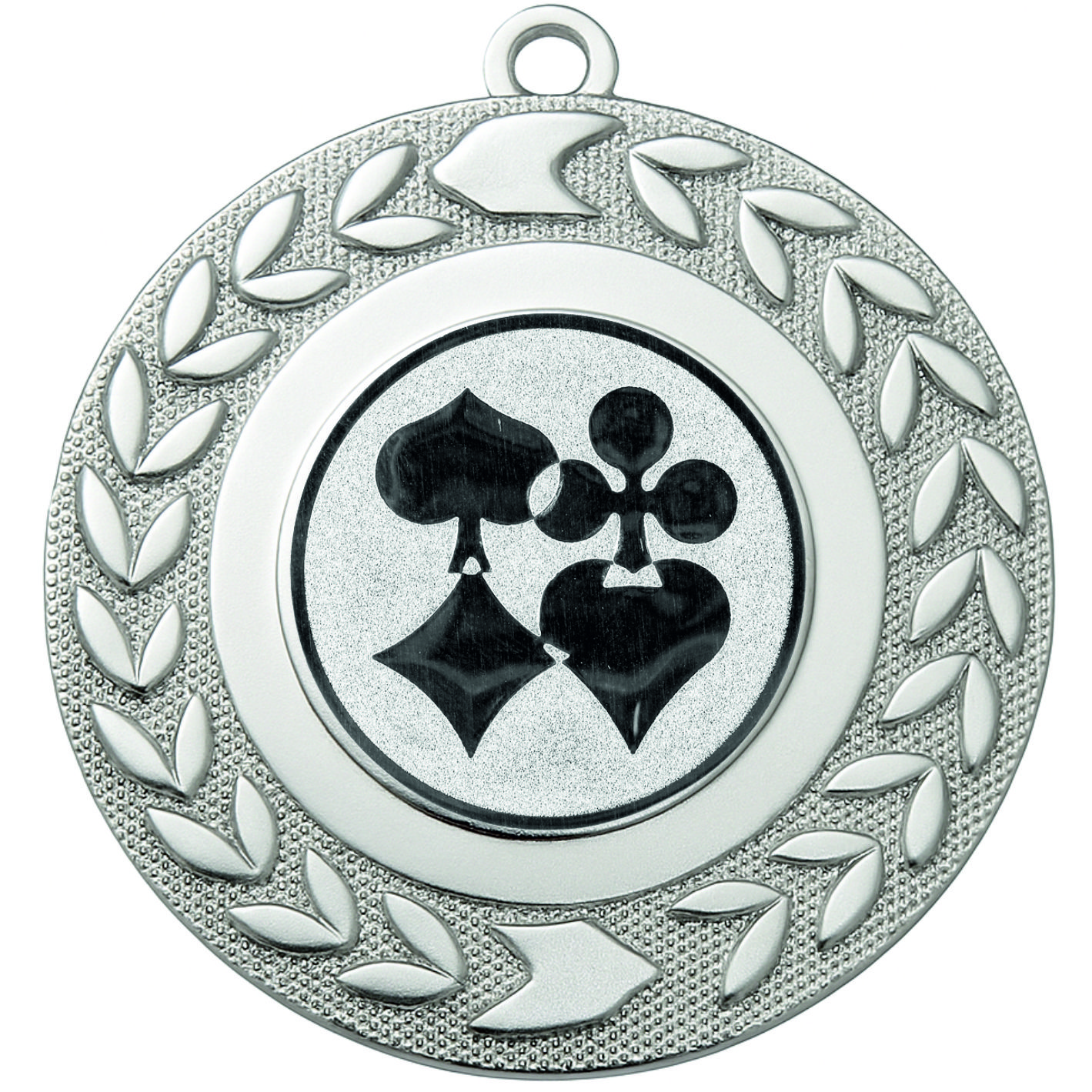 Silver Wreath Playing Card Medal - FREE Ribbon - BIE.M9460.02