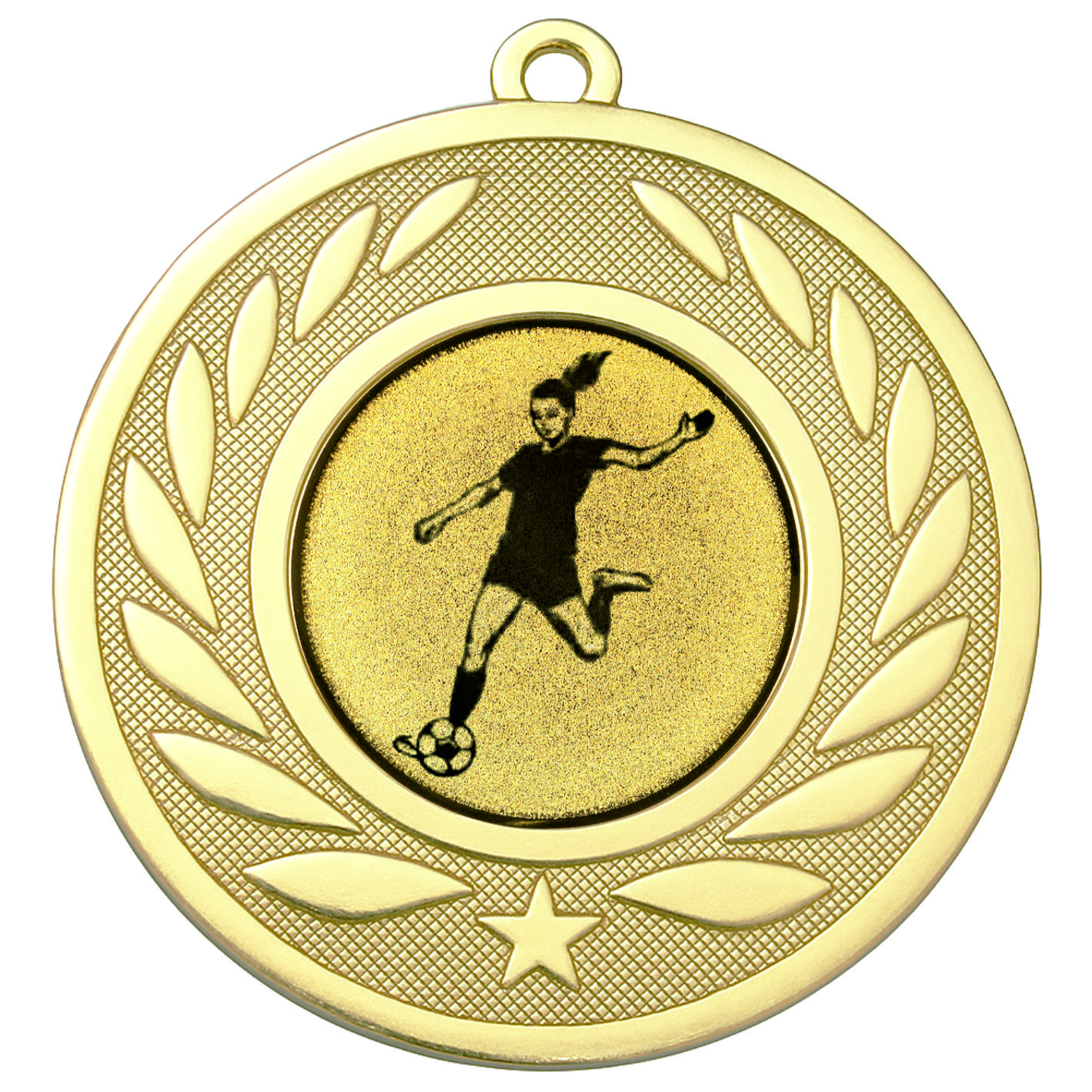 Gold Laurel Female Football Medal - FREE Ribbon - BIE.M9459.01
