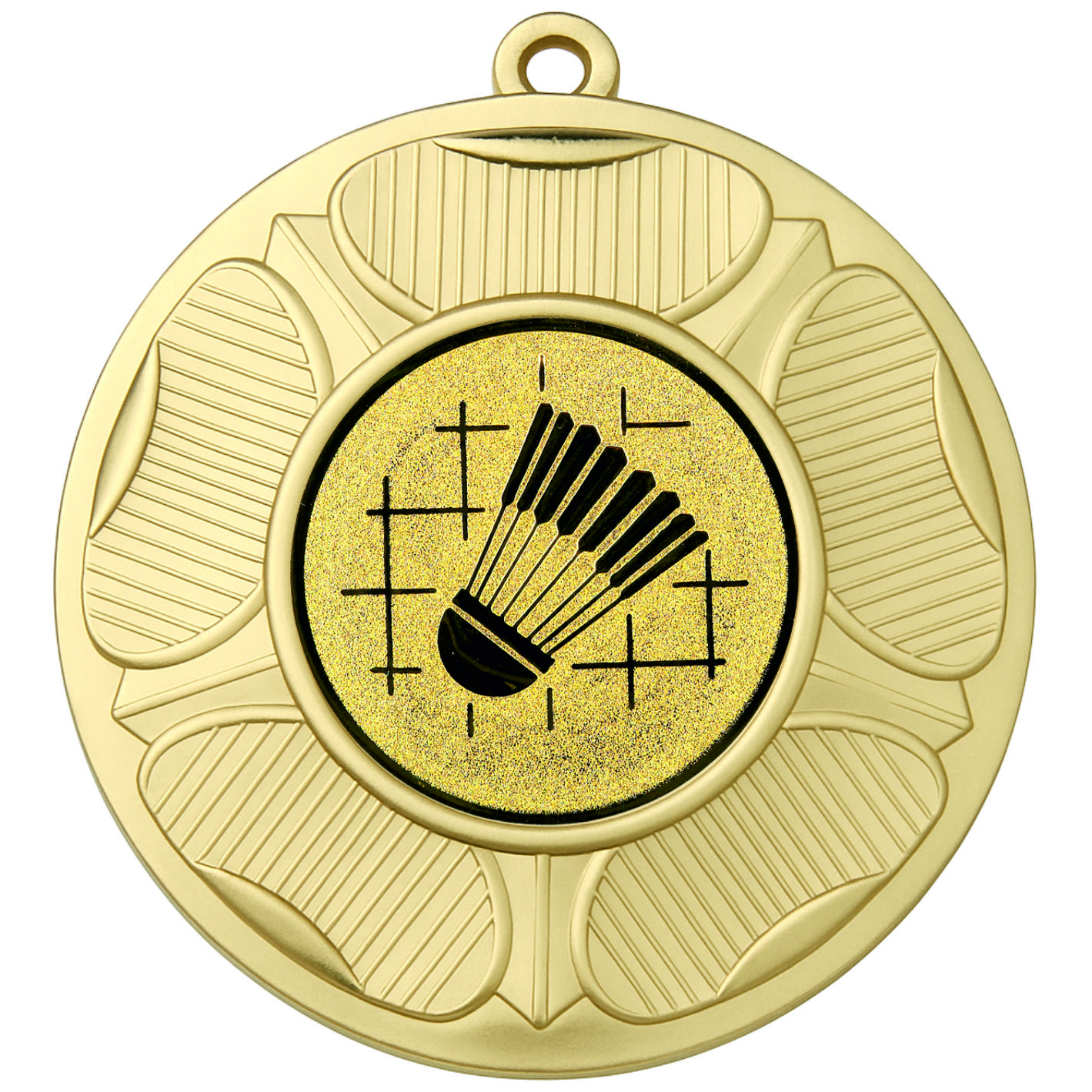 Gold Tudor Rose Badminton Medal-FREE Ribbon - BIE.M9458.01