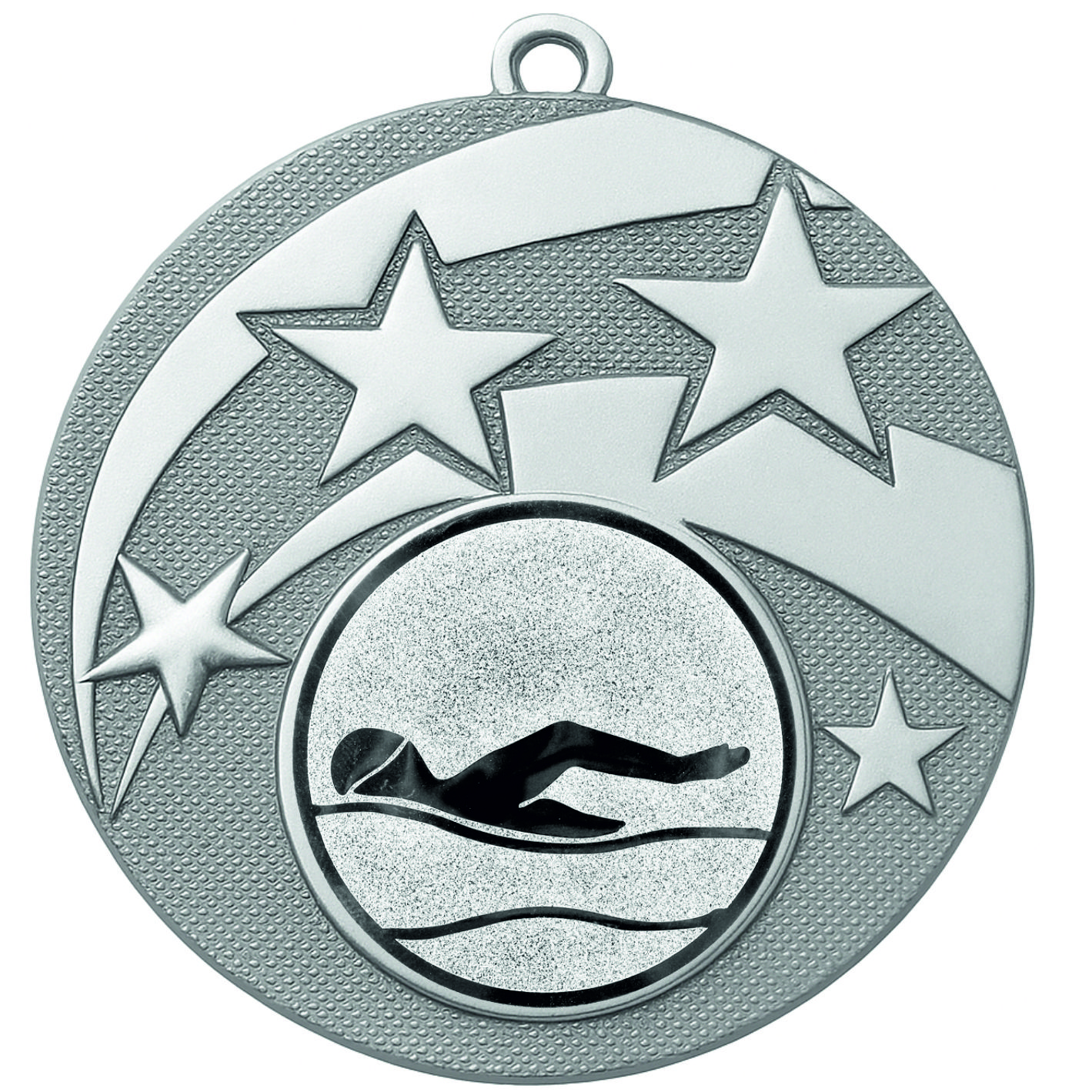 Silver Star Swimming Medal -FREE Ribbon -BIE.M9457.02